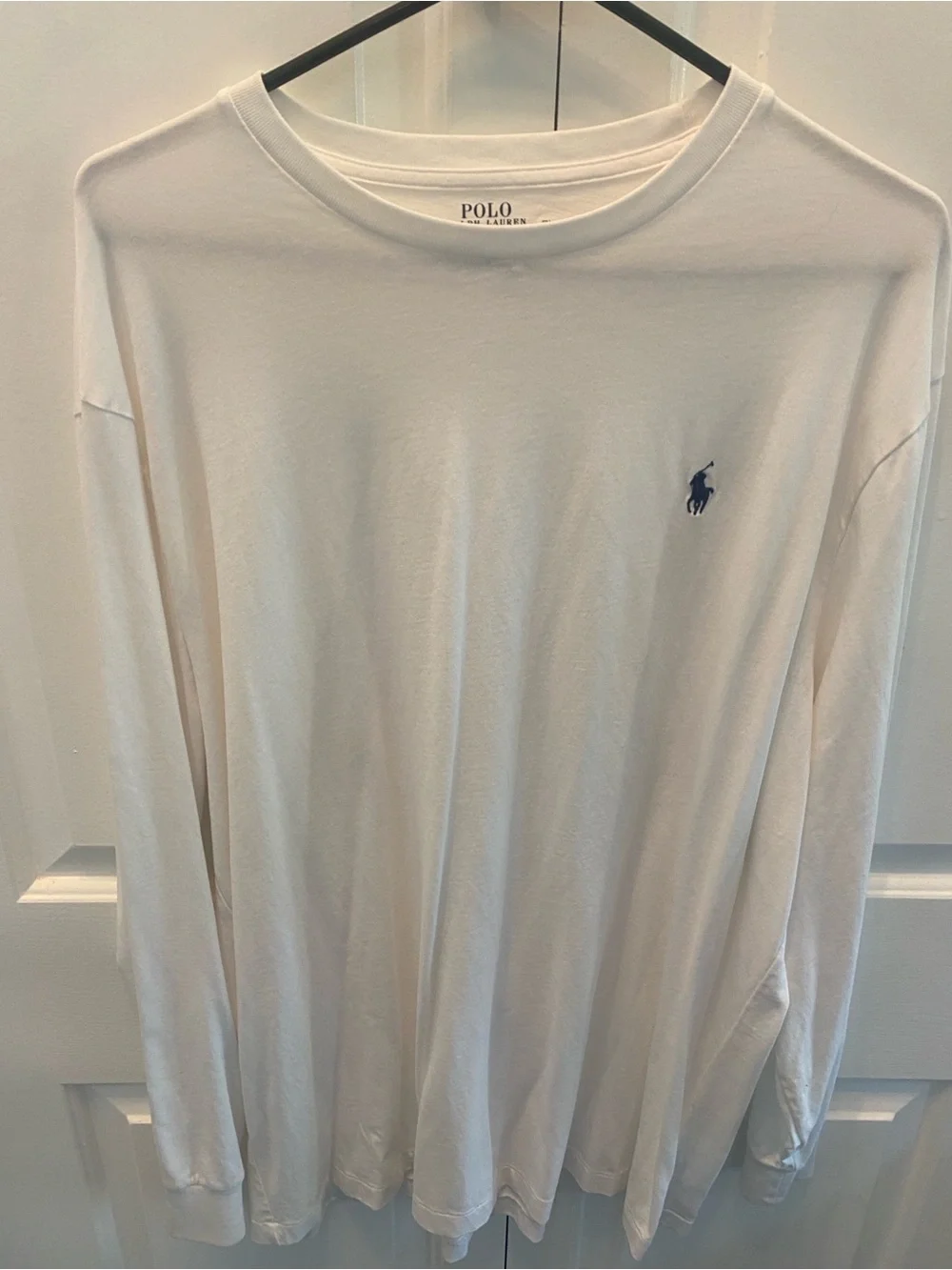 Polo by Ralph Lauren White Long Sleeve Crew Tee with Navy Pony